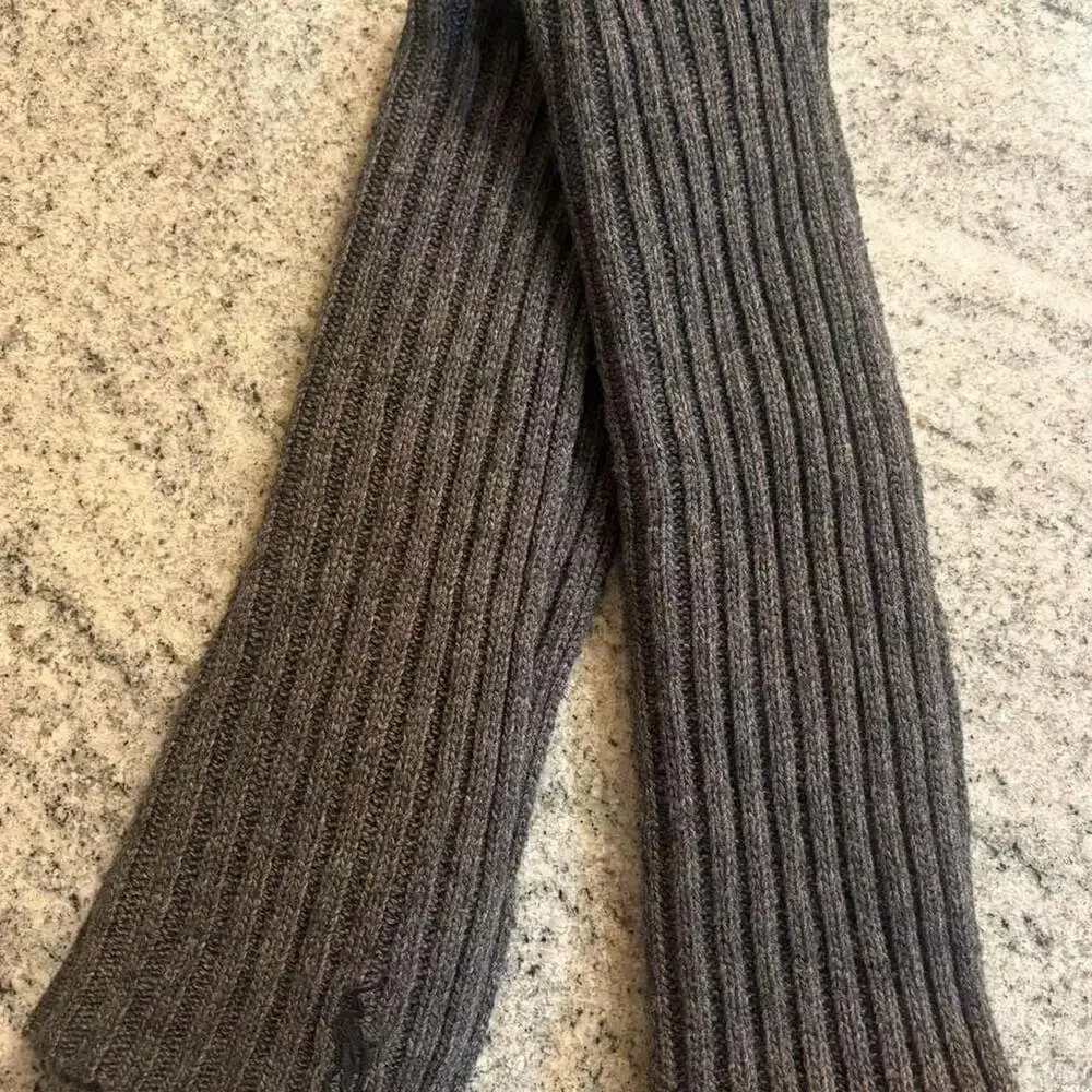 Polo Ralph Lauren Ribbed Lambswool Blend Scarf Charcoal Gray